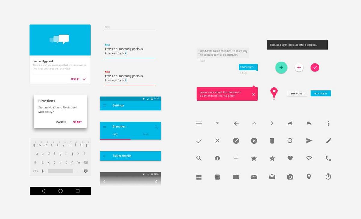 Material Design UI Kit — Работы в стиле материального дизайна на основе руководства от Google