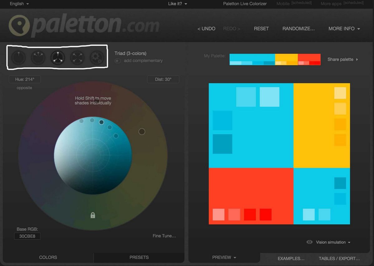 Paletton — Создание цветовой схемы для веб-дизайна, графического дизайна и других творческих проектов