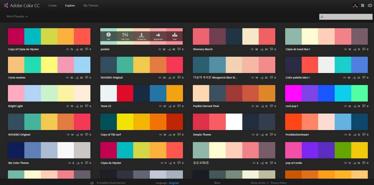 Adobe Color CC — Цветовые комбинации от сообщества Kuler