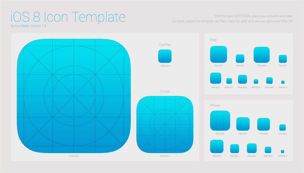 App Icon Template для создания иконок приложений на iOS, OS X и Android  