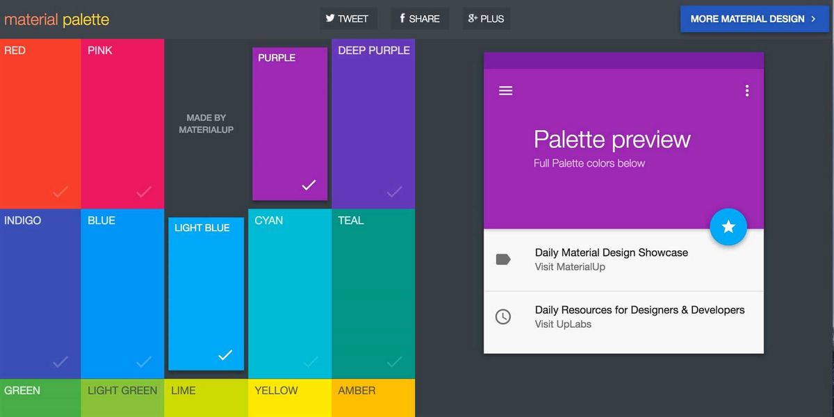 Material UI Colors — палитра цветов для Android, веба и iOS в стиле материального дизайна