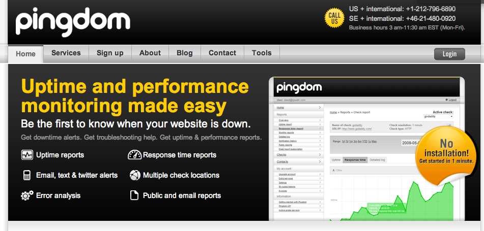 Pingdom — мониторинг сайтов — безвозмездно для одного сайта